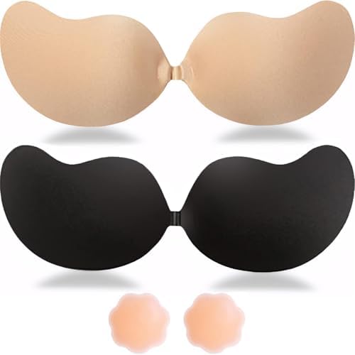 Sticky Bra Backless Adhesive Strapless Invisible Push Up Stick on Bras for  Women Dresses 2 Pair Reusable Nipple Cover at Amazon Women's Clothing store