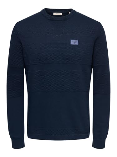 ONLY & SONS Onsmalik Reg 12 Pinaple Crew Knit, Azul Marino, M