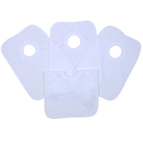 *MULTIBUY* PACK OF 4 WHITE COTTON POPOVER BIBS