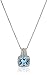 Amazon Collection Sterling Silver Blue Topaz Cushion with Created White Sapphire Pendant Necklace, 18