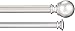 Amazon Basics 1-Inch Double Extendable Curtain Rods with Round Finials Set, 36 - 72 Inches, Nickel