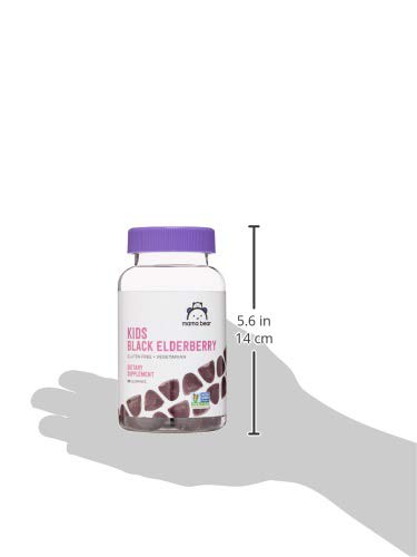 AMAZON BRAND – MAMA BEAR, VEGETARIAN KIDS BLACK ELDERBERRY GUMMIES 300 MG WITH VITAMINS C, D, E AND ZINC – IMMUNE SYSTEM SUPPORT – 60 GUMMIES (1 TO 2 MONTH SUPPLY), NON-GMO, GLUTEN FREE