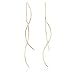 Wave Chain Bended Twisted Linear Chain Threader Drop Dangle Earrings by Lovey Lovey (Gold)