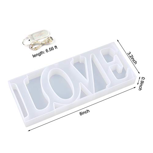 Resin Silicone Molds LET'S RESIN Love Sign Mold, Epoxy Resin Molds for DIY Table Decoration, with a Fairy Light to Create Your Romantic Resin Dream - Thumbnail 5