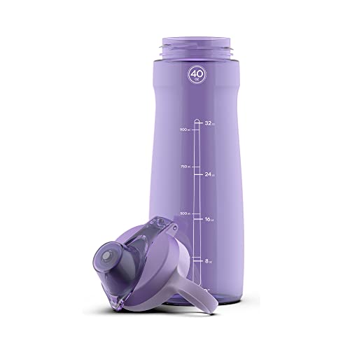 Pogo 40oz Plastic Water Bottle with Soft Straw Lid and Carry Handle, Reusable, BPA Free, Dishwasher Safe, Perfect for Travel, School, Outdoors, and Gym, Lilac