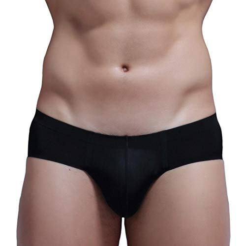 Men's Briefs Seamless Underwear Underpants Soft Comfy BreathablePerspective Underwear (XL, Black)