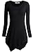DJT Womens Solid Hankerchief Hemline Tunic Top XX-Large #17 Black