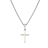 Sterling Silver Small Cross Pendant Cable Chain Necklace Italy, 18