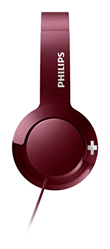 Philips Bass+ SHL3075 Closed-Back Headphones with Mic (Red)