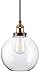 Linea di Liara Primo Large Black and Gold Glass Globe Pendant Light Fixture Farmhouse Pendant Lighting for Kitchen Island Mid Century Modern Ceiling Light Clear Glass Shade, Bulb Included, UL Listed