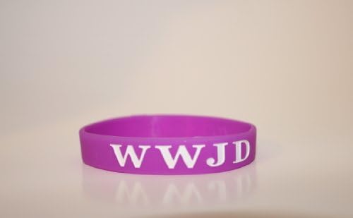 1"PURPLE" Silicon Wristband/Bracelet"WWJD" (WWJD on front & back)