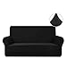 WOMACO Stretch Fabric Sofa Slipcover Elastic Pure Color Loveseat Sofa Settee Cover Pet Dog Cat Protector, 2 Seater (57-72