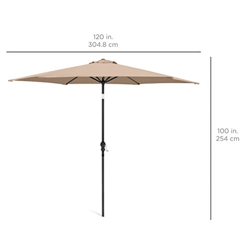 Best Choice Products 10ft Outdoor Steel Market Backyard Garden Patio Umbrella w/ Crank, Easy Push Button Tilt, 6 Ribs, Table Compatible - Tan Best Choice Products 10ft Outdoor Steel Market Backyard Garden Patio Umbrella w/ Crank, Easy Push Button Tilt, 6 Ribs, Table Compatible - Tan