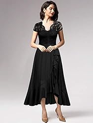 Miusol Women's V Neck Elegant Lace Ruffle