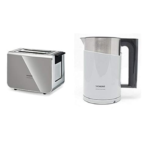 Siemens TT86105 Toaster 860 Watt für 2 Scheiben Toast, wärmeisoliertes Gehäuse, urban grau & TW86105P Wasserkocher (2400 Watt