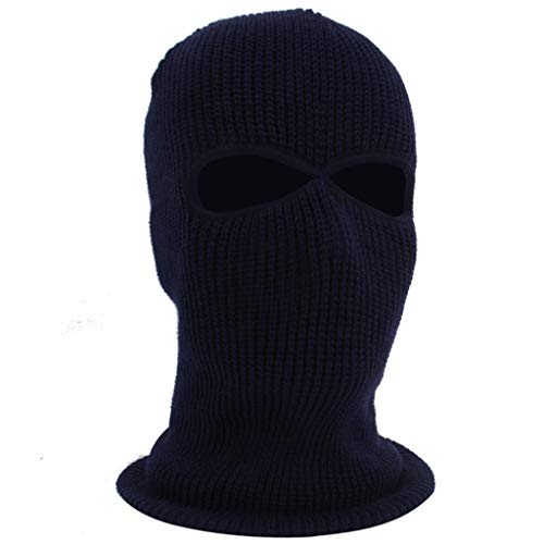WUAI Unisex Windproof Outdoor Full Face Cover Thermal Ski Mask Winter Hats Warm Knitted Beanie Hat(Navy,One Size)