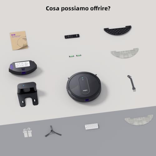 Robot Aspirapolvere Lavapavimenti 3-in-1, 4000Pa, Autonomia 140min