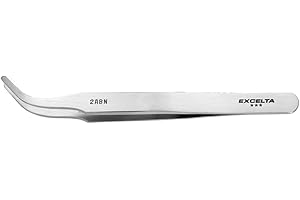 Excelta 2AB-N Tweezer, Curved Tapered Duckbilled, 4.5" Overall Length, Nickel