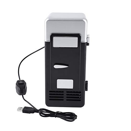 BLSYHDH Mini USB Fridge, LED Refrigerator and Heater for Skin Care Food Drinks Beverage Cans Compact Portable, Cooler and Warmer Dual Use for Household Office Car Desk and College Dormitory(Black)