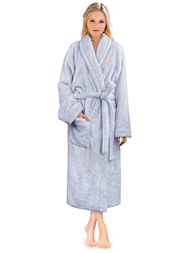 PAVILIA Premium Womens Plush Soft Robe, Fluffy Warm Fleece Sherpa Bathrobe