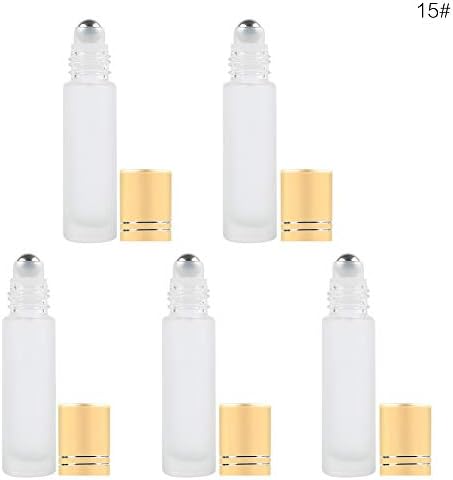 WEIHUIMEI 5PCS 10ml Frosted Roll-on Bottles with Stainless Steel Roller Balls for Essential Oil Aromatherapy Perfume Roll on Bottles