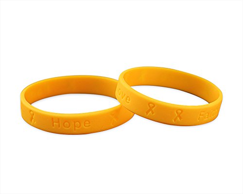 50 Awareness Silicone Bracelets (Wholesale Pack - 50 Bracelets) (Gold)