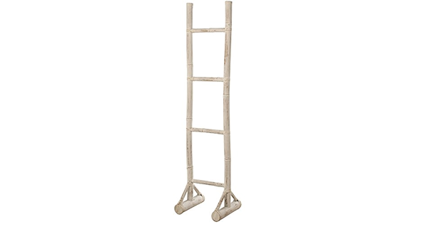 DRW Toallero de pie y de bambú con Forma de Escalera, Blanco ...