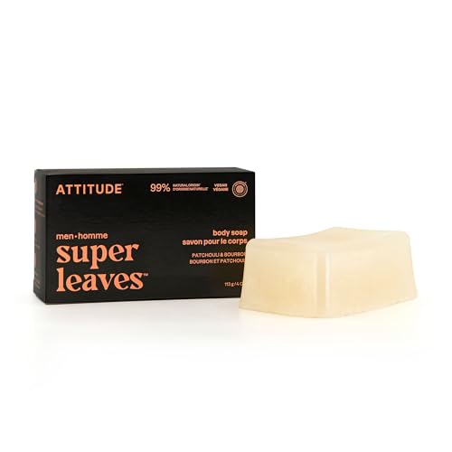 ATTITUDE Bar Soap Body Wash for Men, For Body and Hands, 99% Natural Origin Ing…