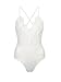 PERSUN Women's Lace Up Back Velvet Bodysuit Sleeveless Deep V Neck Bodysuit Leotards