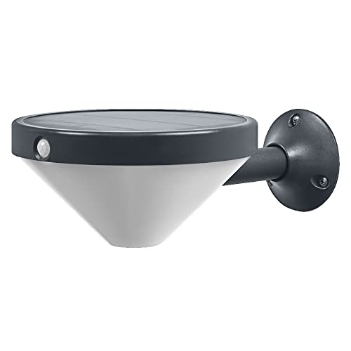 LEDVANCE Endura Style Lunar Solar Wall Light, Warm White Light (3000K), Integrated Sensor, usable Without Power, Long Battery Life: 60 Times 30 Seconds in PIR Mode, IP44 Protection, Black