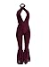 Women Backless Lace Up Halter Jumpsuit Sexy Sleeveless Fit and Flare Pant Romper S