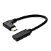 USB Type C Extension Cable,Gleewin USB c to c Short Cable,Type c Male to Female Extender Cable,90 Degree Right Angled,0.6ft/20cm