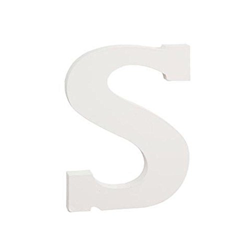 6" Classic Font White Color Wooden Letter S