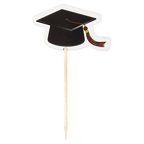 image for Blue Panda Bamboo Cocktail Picks - 200 Pieces of Graduation Cap Toothp