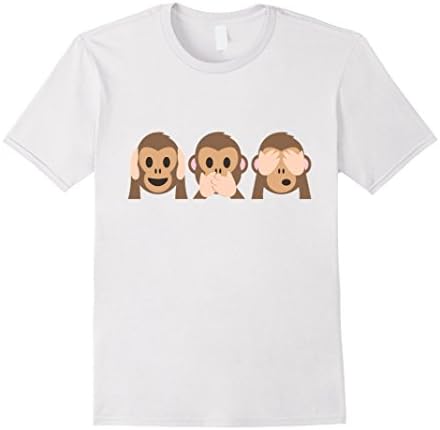 Men's 3 Monkeys Emoji T-Shirt Medium White