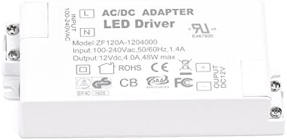 48W 12V LED Power Supply Adapter, UL-Listed 100-240V AC to 12V DC Transformer, 4A Low Voltage LED Strip Light Driver