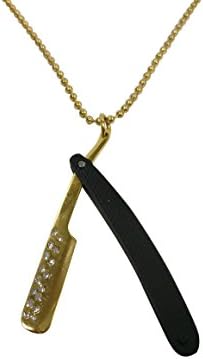 StaySharp Barber Straight Razor Necklace 5 Styles (Gold, Chrome, Matte, Matte Gold, Matte Gold Bling) Andis Wahl Straight Edge Shaving Razor Navaja (Matte Gold Bling)