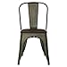 Poly and Bark Trattoria Kitchen and Dining Metal Side Chair with Elm Wood Seat in Bronze