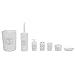 7-Piece Paris Bathroom Set (White), By Home Basics | Made From Plastic | Includes Tumbler, Toothbrush Holder, Soap Dish, Lotion Dispenser, Cotton Ball Holder, Toilet Brush Holder, and Wastebasket