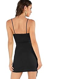 Verdusa vestido sexy con cuello en V asimétrico y fruncido para mujer