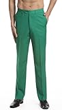 CONCITOR Men's Dress Pants Trousers Flat Front Slacks Solid EMERALD GREEN Color