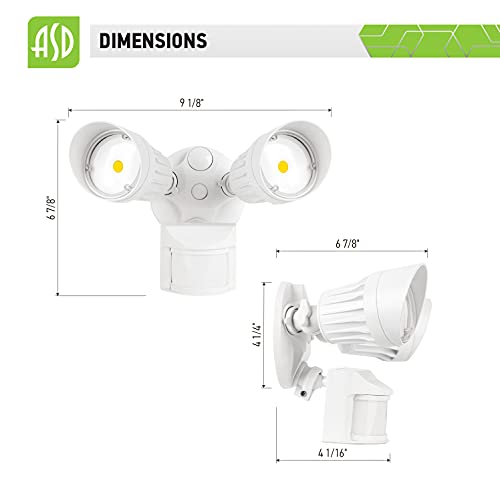 ASD LED Security Light Motion Sensor Flood Light Outdoor, 20W 1954Lm