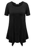 BELAROI Womens Basic Solid Loose Fit Short Sleeve Tunic T Shirt (1X, Black)