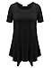 BELAROI Womens Basic Solid Loose Fit Short Sleeve Tunic T Shirt (1X, Black)