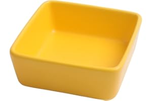 Mogoostry Candy Color Ceramic Paper Clip Holder for Desk Cute Paperclips Dispenser 3.5Inch Square Paper Clips Organizer Binder Clip Holder (Yellow Paper Clip Holder)