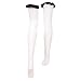 Black Bow Thigh-High White Opaque Halloween Adult Women's Cosplay Costume Tights