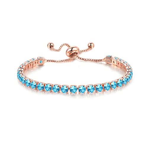 Caiyao Tennis Chain Rhinestone Beads Slider Bracelet 14K Gold… at Amazon