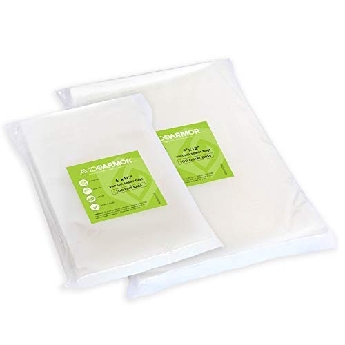 100 Vacuum Sealer Bags 50 Each Size: Pint 6" x 10" and Quart 8" x 12" for Food Saver, Seal a Meal Vac Sealers, Sous Vide Vaccume Safe, Heavy Duty Commercial Grade Pre-Cut Storage Bag Avid Armor