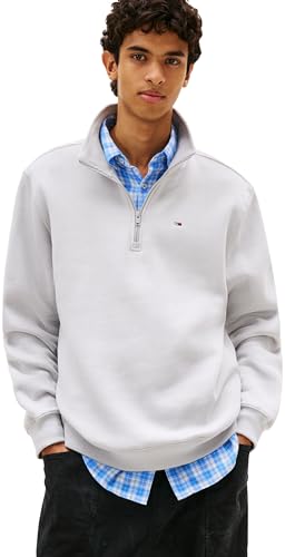 TJM Reg DM0DM20339 Sweat à col Montant en Polaire 1/4 de Fermeture éclair pour Homme, Gris, Taille M