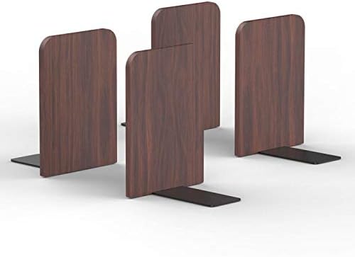 T ATHINK Walnut Wood Book Ends 4PCS, Heavy Duty Desktop Rustic Bookends Stand Shelves Support Tons of Books, Nonskid